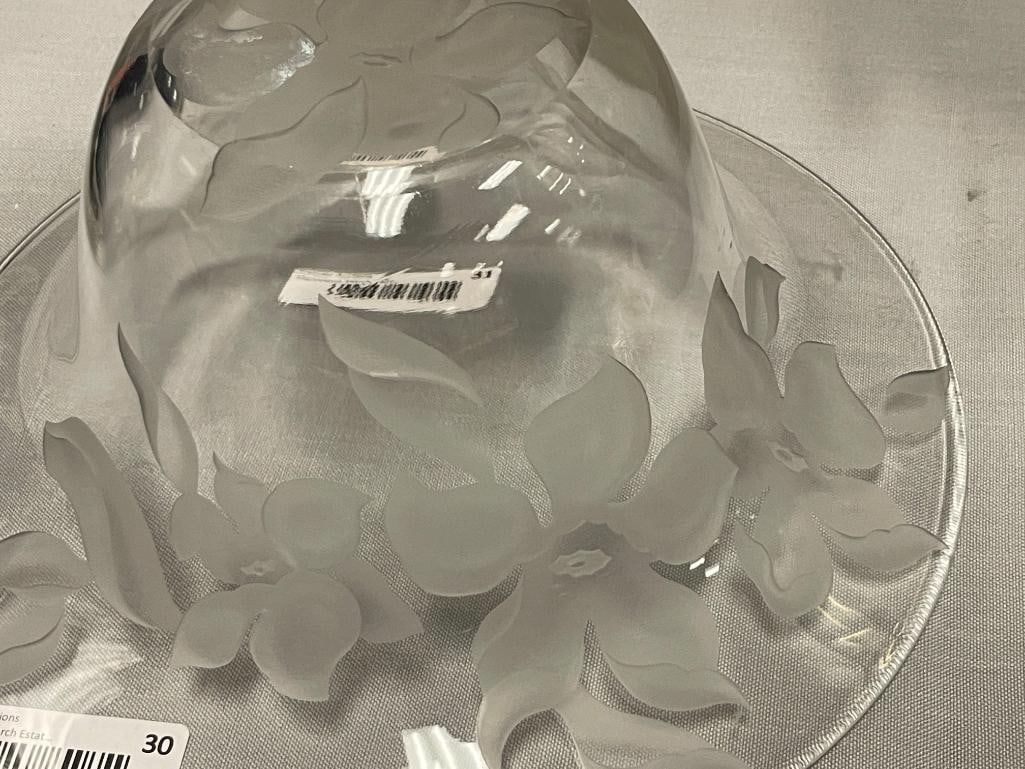 FRANZ JOSPEH GROSZ (1909 B.) FLORAL ETCHED CENTERPIECE BOWL - 5