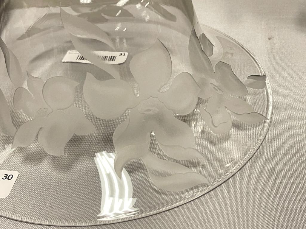 FRANZ JOSPEH GROSZ (1909 B.) FLORAL ETCHED CENTERPIECE BOWL - 6