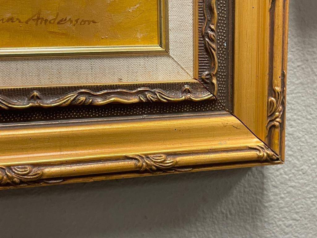 GUNNAR ANDERSON CALIFORNIA ARTIST ORIGINAL OIL ON BOARD TITLED A BUSY DAY - 6