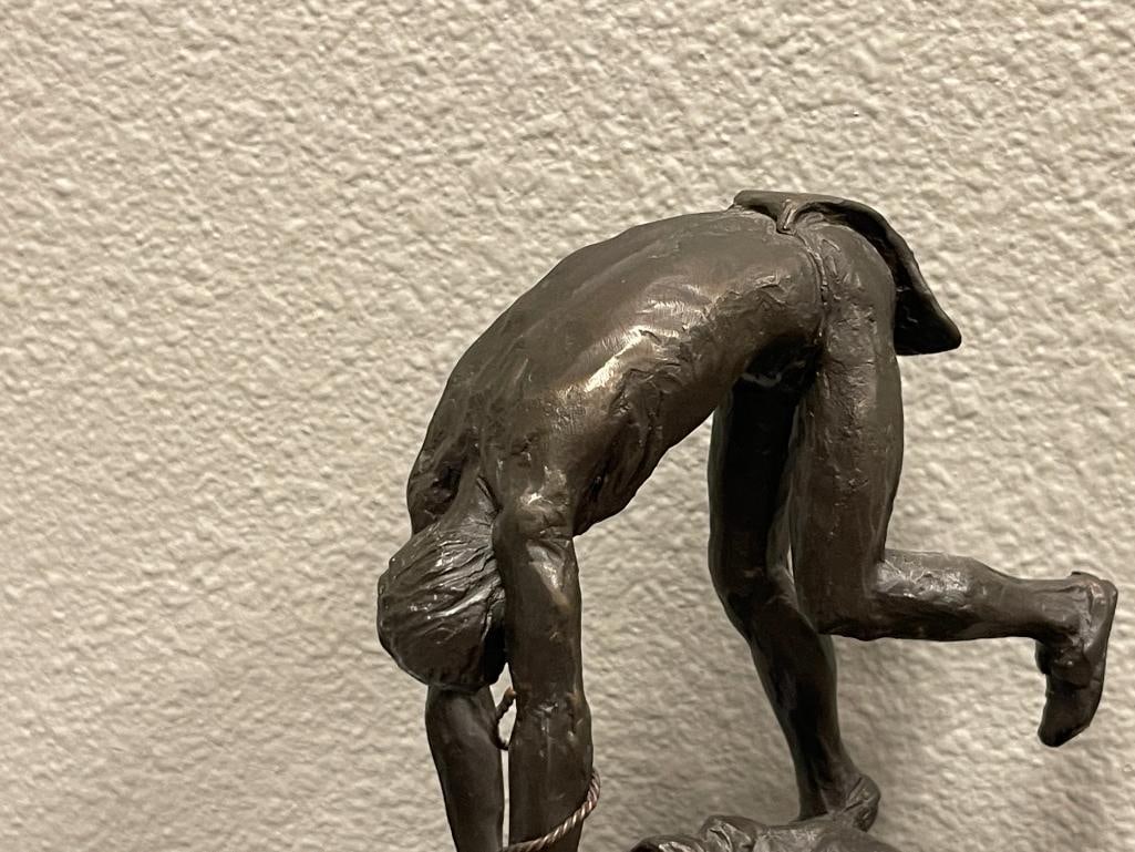 FREDERIC REMINGTON RENOWN WESTERN AMERICAN ARTIST RESTRIKE BRONZE SULPTURE BUFFALO HORSE - 4