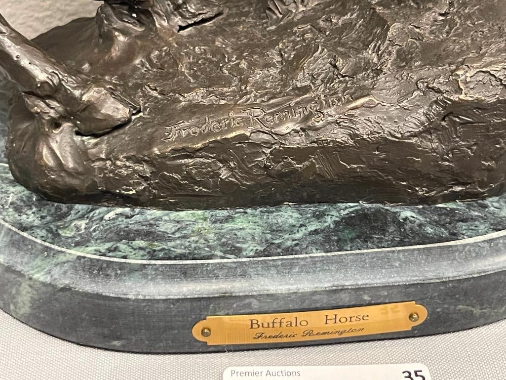 FREDERIC REMINGTON RENOWN WESTERN AMERICAN ARTIST RESTRIKE BRONZE SULPTURE BUFFALO HORSE - 6