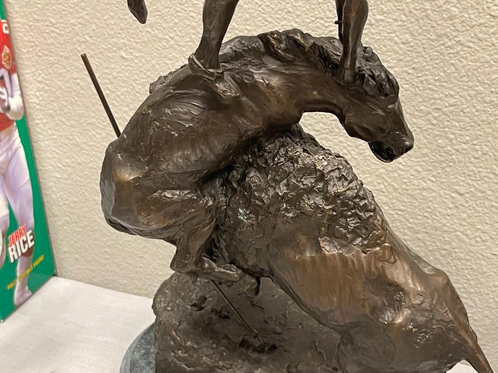 FREDERIC REMINGTON RENOWN WESTERN AMERICAN ARTIST RESTRIKE BRONZE SULPTURE BUFFALO HORSE - 9