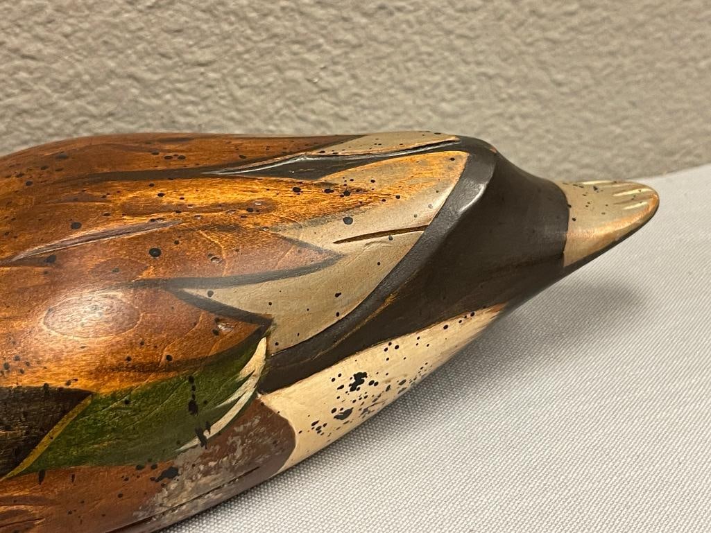 M. LEWANDOWSKI HAND CRAFTED WOODEN DUCK DECOY GREEN WINGED TEAL DATED 1985 A WOODEN BIRD FACTORY - 4