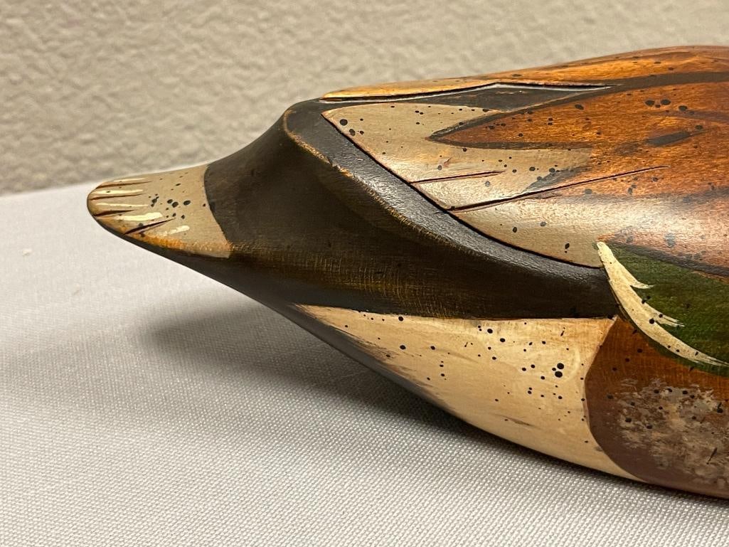 M. LEWANDOWSKI HAND CRAFTED WOODEN DUCK DECOY GREEN WINGED TEAL DATED 1985 A WOODEN BIRD FACTORY - 6