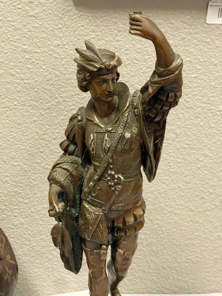 19TH CENTURY METAL SCULPTURE OF A SPANISH CONQUISTADOR OR CAVALIER - 2