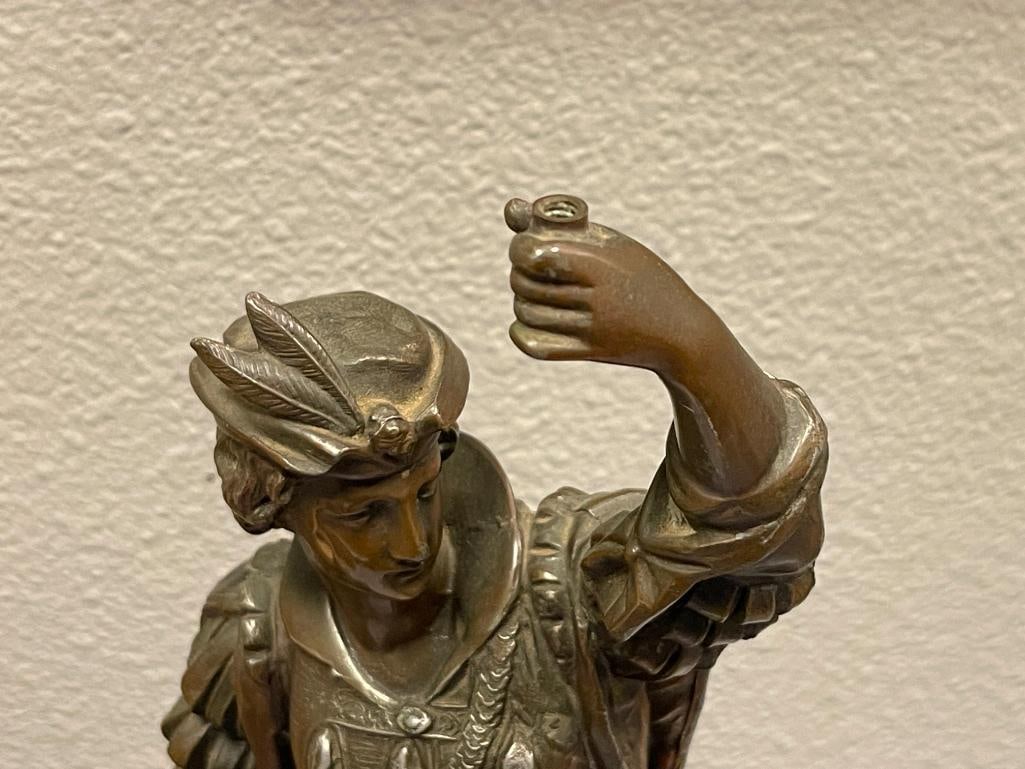 19TH CENTURY METAL SCULPTURE OF A SPANISH CONQUISTADOR OR CAVALIER - 4