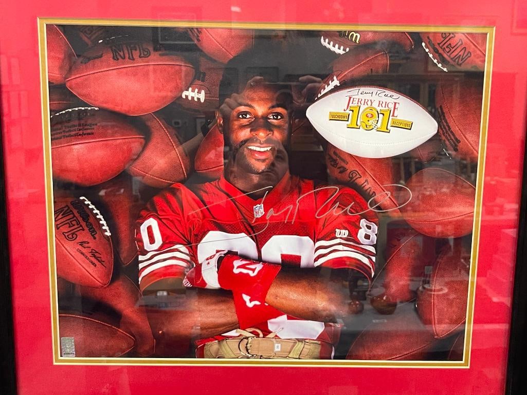 JERRY RICE HOF 101 TOUCHDOWNS AUTOGRAPHED POSTER - 2