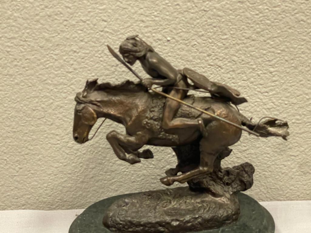 FREDERIC REMINGTON RENOWN WESTERN AMERICAN ARTIST RESTRIKE BRONZE THE CHEYENNE - 2