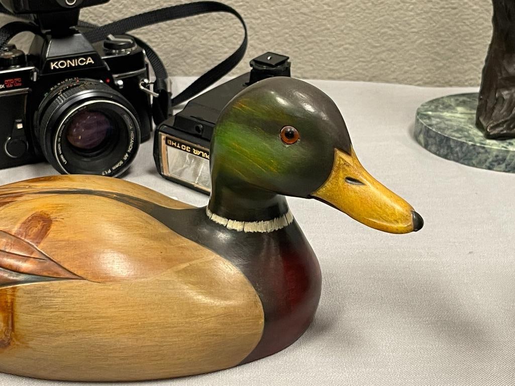 JENNIFER LINDER HAND CRAFTED WOODEN DUCK DECOY MALLARD DRAKE - 2