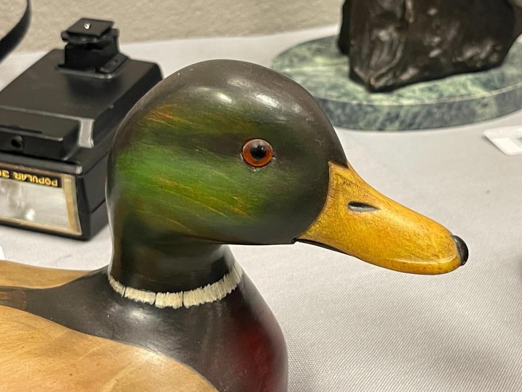 JENNIFER LINDER HAND CRAFTED WOODEN DUCK DECOY MALLARD DRAKE - 3