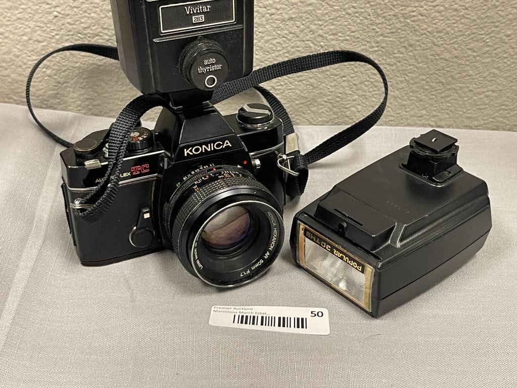 VINTAGE VIVITAR AUTOFLEX TC FILM CAMERA WITH VIVITAR 283 FLASH AND POPULAR 30THB FLASH - 2