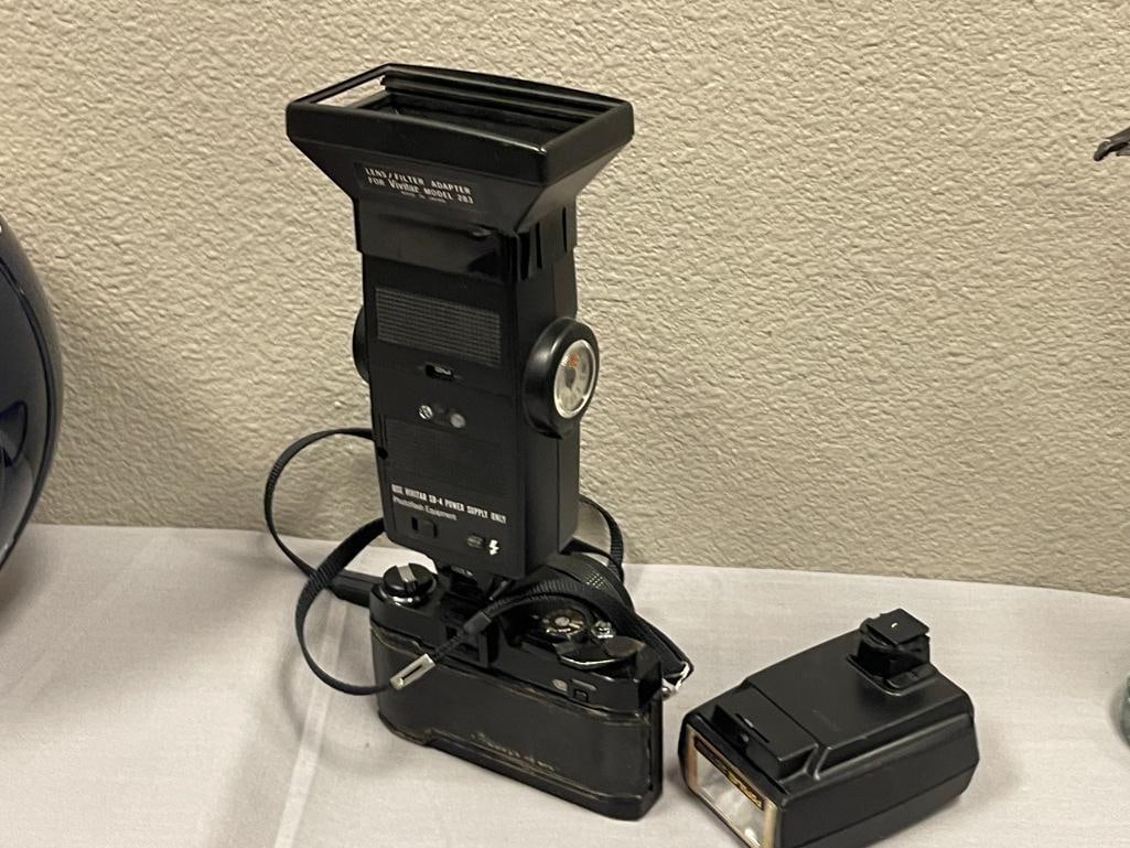 VINTAGE VIVITAR AUTOFLEX TC FILM CAMERA WITH VIVITAR 283 FLASH AND POPULAR 30THB FLASH - 5