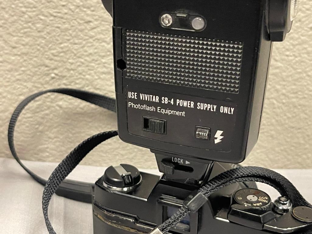 VINTAGE VIVITAR AUTOFLEX TC FILM CAMERA WITH VIVITAR 283 FLASH AND POPULAR 30THB FLASH - 6