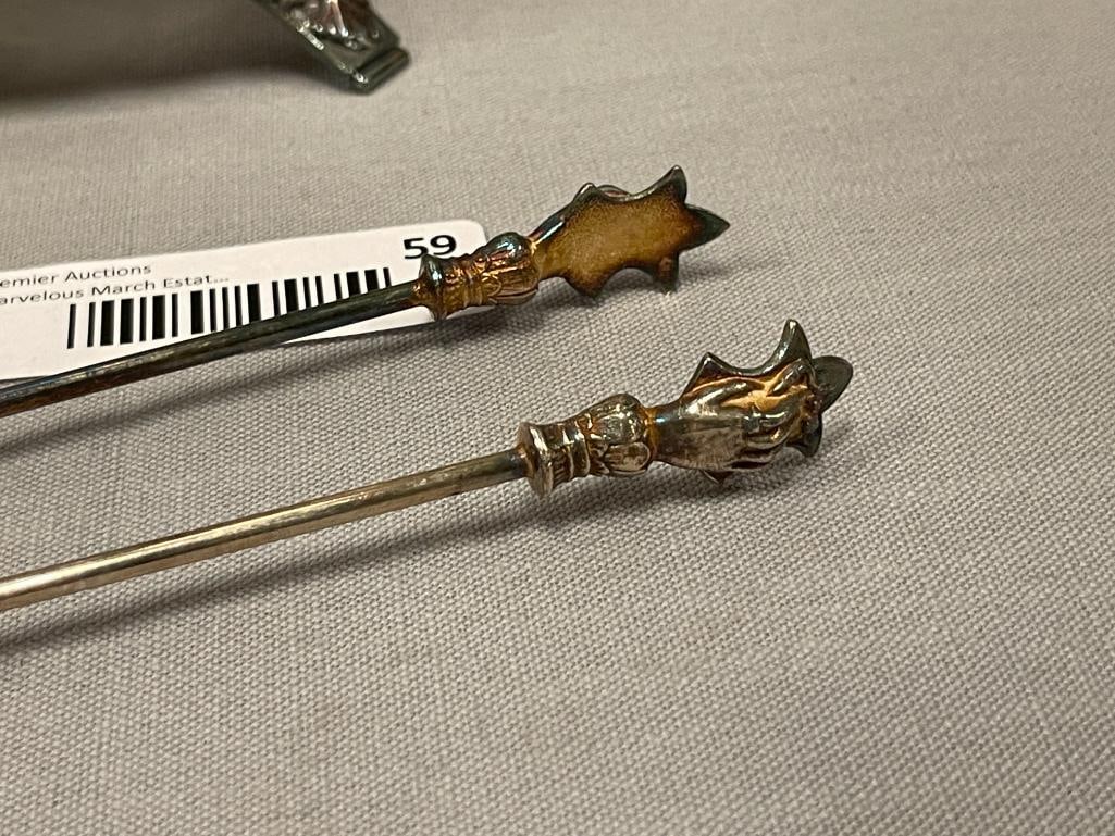 BARBOUR BROS. ANTIQUE TRIPLE PLATE PICKLE JAR WITH HAND BLOWN ART GLASS JAR WITH TONGS - 6