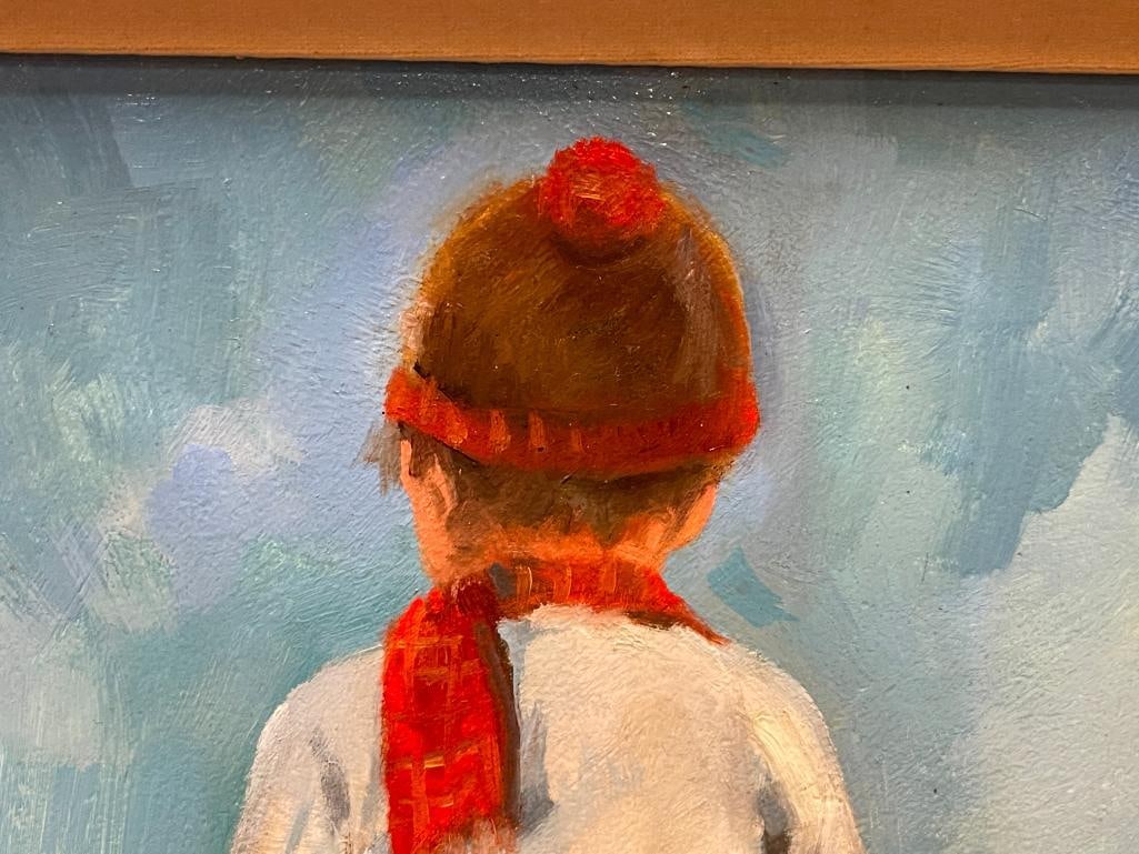 GUNNAR ANDERSON CALIFORNIA ARTIST ORIGINAL OIL ON MASONITE BOARD TITLED NOVICE - 3