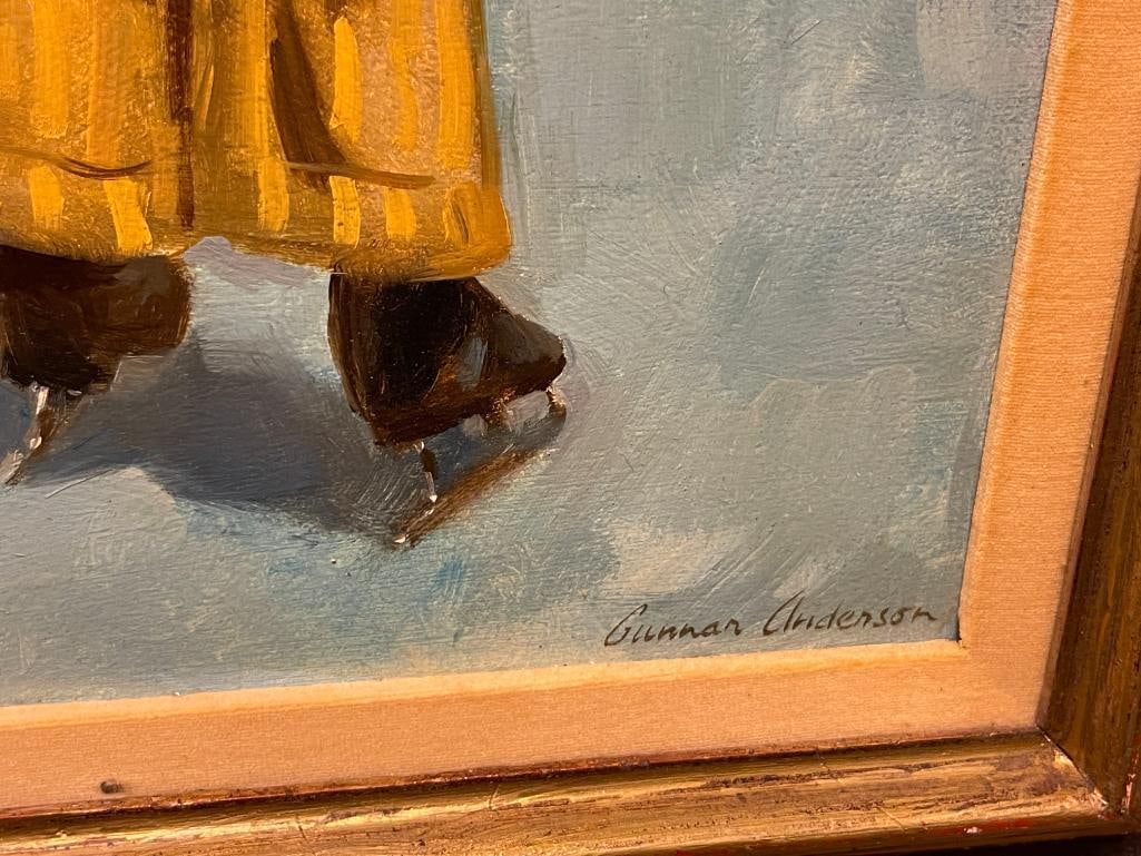 GUNNAR ANDERSON CALIFORNIA ARTIST ORIGINAL OIL ON MASONITE BOARD TITLED NOVICE - 5