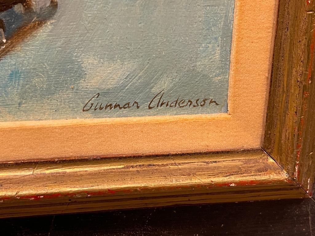 GUNNAR ANDERSON CALIFORNIA ARTIST ORIGINAL OIL ON MASONITE BOARD TITLED NOVICE - 6