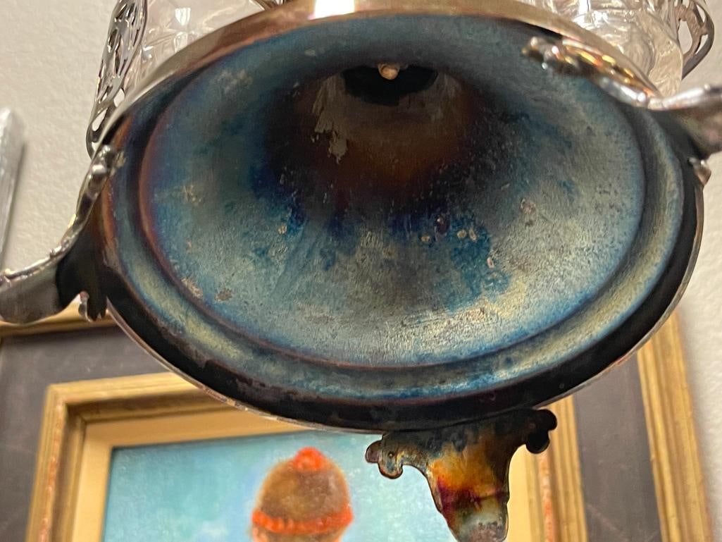 19TH CENTURY SILVERPALTE AND GLASS CRUET SET VICTORIAN ERA - 8