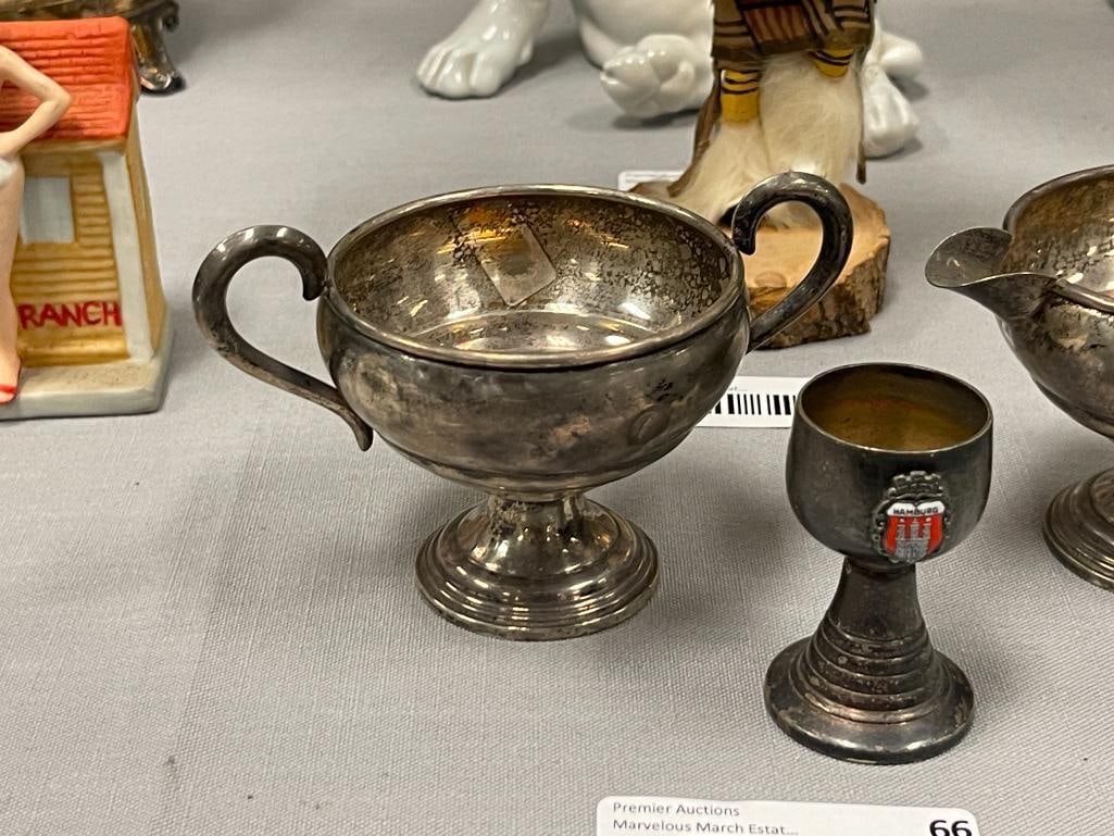 VINTAGE EMPIRE WEIGHTED STERLING SILVER CREAMER AND SUGAR BOWL 155 GRAMS WEIGHTED - 2