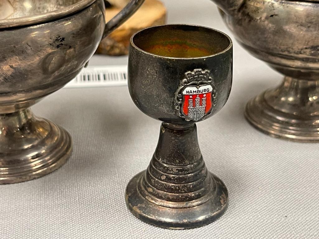 VINTAGE EMPIRE WEIGHTED STERLING SILVER CREAMER AND SUGAR BOWL 155 GRAMS WEIGHTED - 3