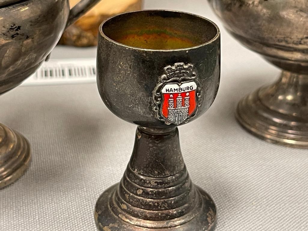 VINTAGE EMPIRE WEIGHTED STERLING SILVER CREAMER AND SUGAR BOWL 155 GRAMS WEIGHTED - 4