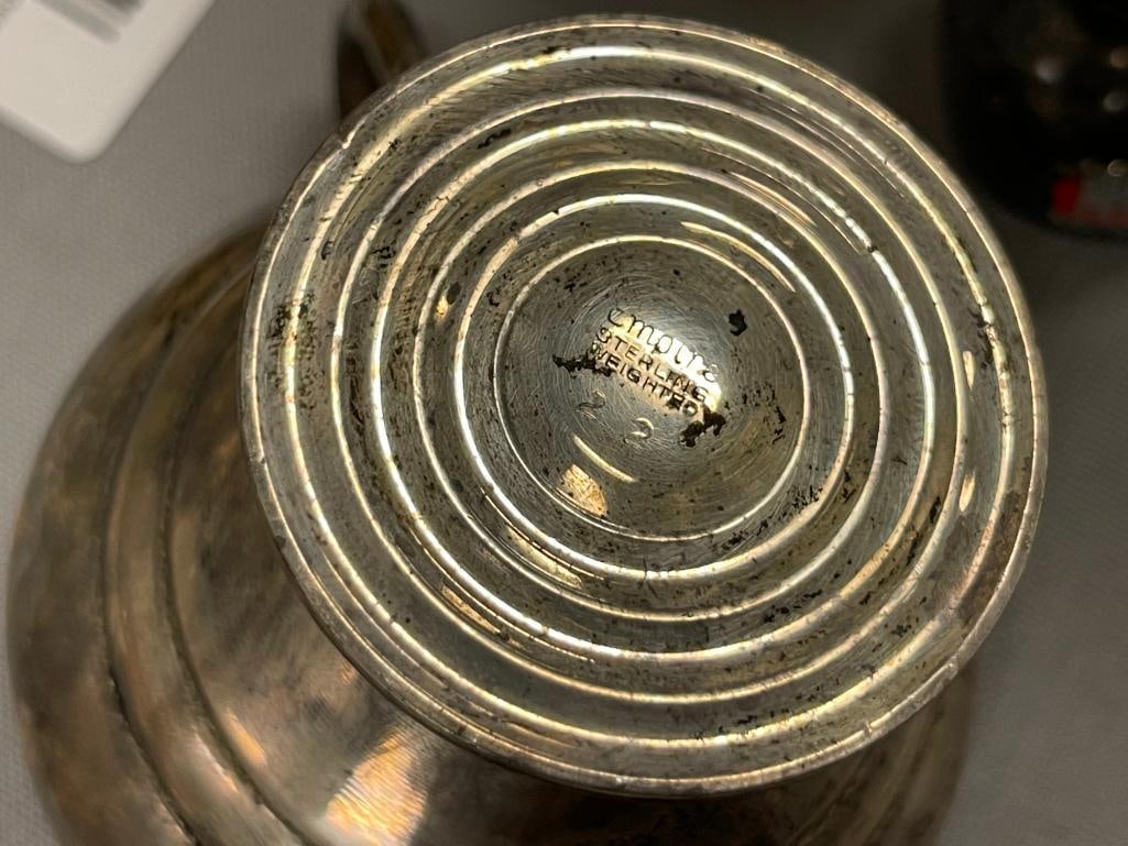 VINTAGE EMPIRE WEIGHTED STERLING SILVER CREAMER AND SUGAR BOWL 155 GRAMS WEIGHTED - 6