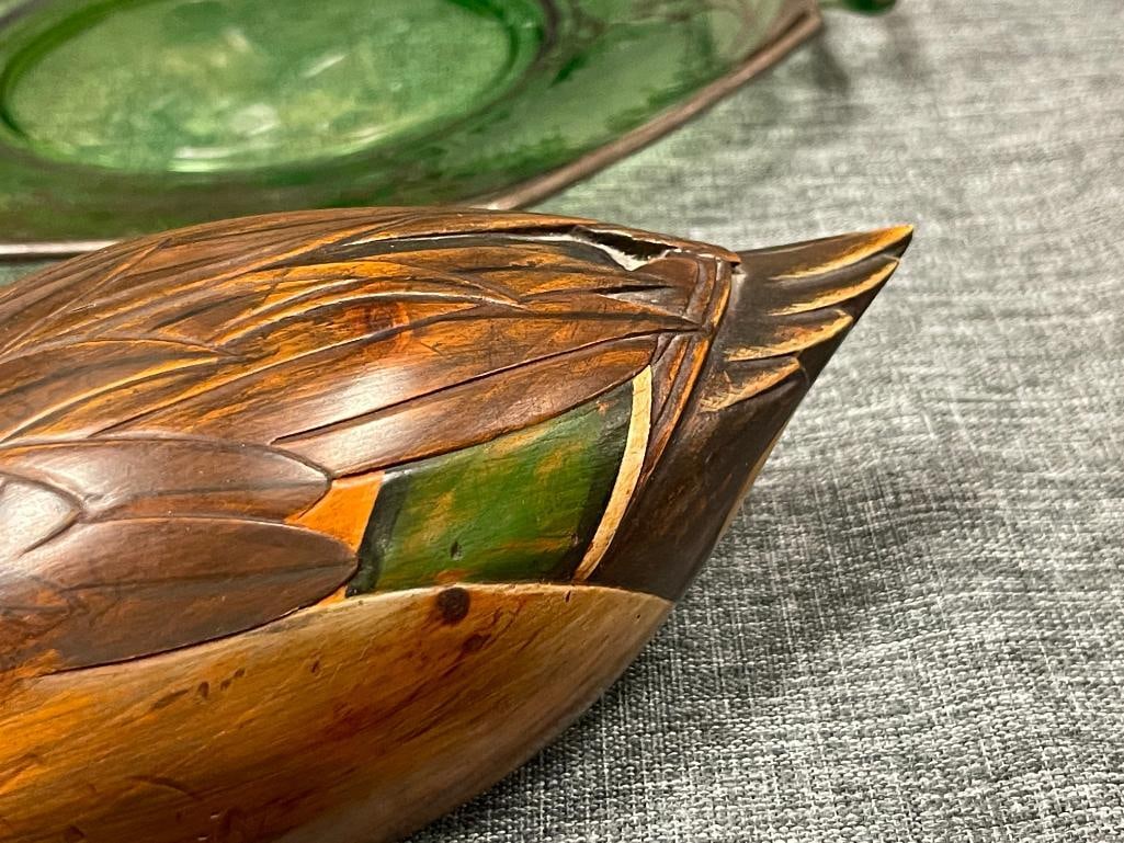 JENNIFER LINDER HAND CRAFTED WOODEN DUCK DECOY OF A GREEN-WINGED TEAL DRAKE DATED 1983 - 6