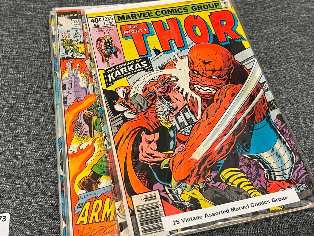 25 ASSORTED MARVEL COMIC BOOKS MASTER OF KUNG-FU, THOR, KA-ZAR, SGT. FURY, BEAST 20 CENT UP TO $1 - 9
