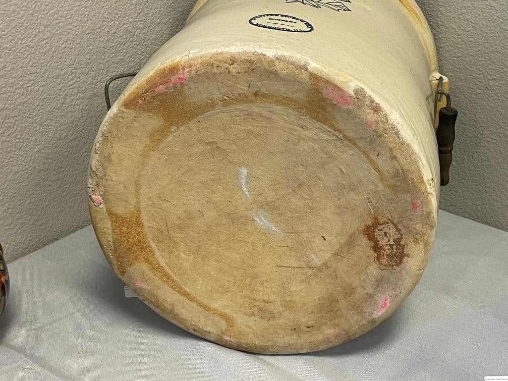 ANTIQUE WESTERN STONEWARE POTTERY CROCK SIX-GALLON - 9