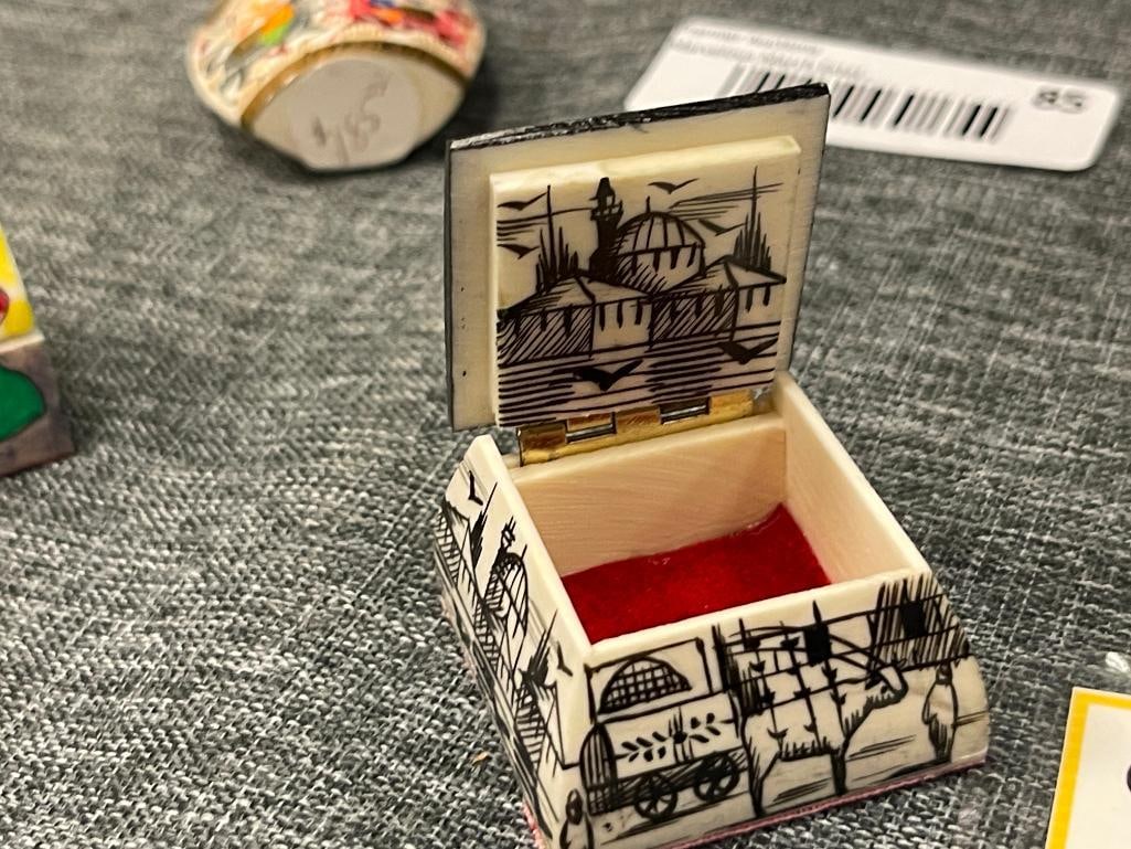 LATE 20TH CENTURY HAND CRAFTED CAMEL BONE TRINKET BOXES AND ISTANBUL / TURKISH PERFUME BOTTLES - 10