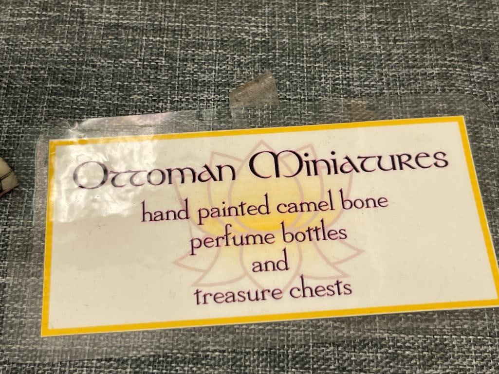 LATE 20TH CENTURY HAND CRAFTED CAMEL BONE TRINKET BOXES AND ISTANBUL / TURKISH PERFUME BOTTLES - 11