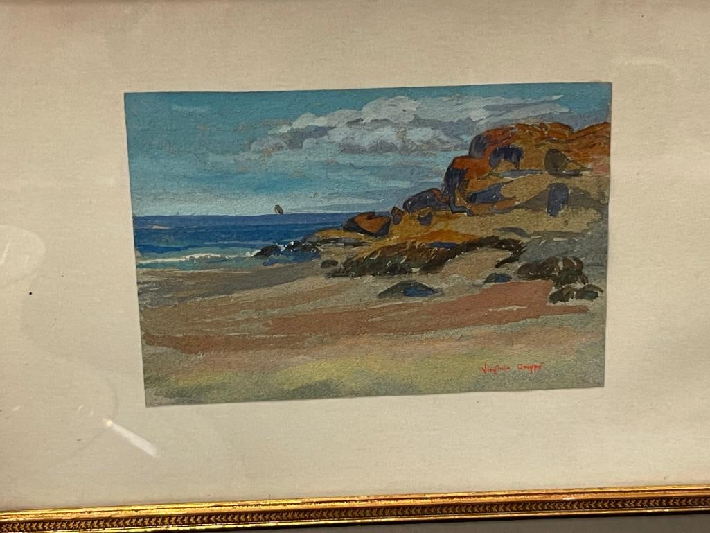 VIRGINIA HELENA GRUPPE AMERICAN ARTIST ORIGINAL MINIATURE WATERCOLOR ON PAPER - 2