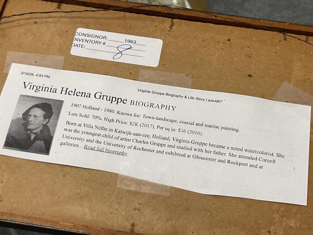 VIRGINIA HELENA GRUPPE AMERICAN ARTIST ORIGINAL MINIATURE WATERCOLOR ON PAPER - 6