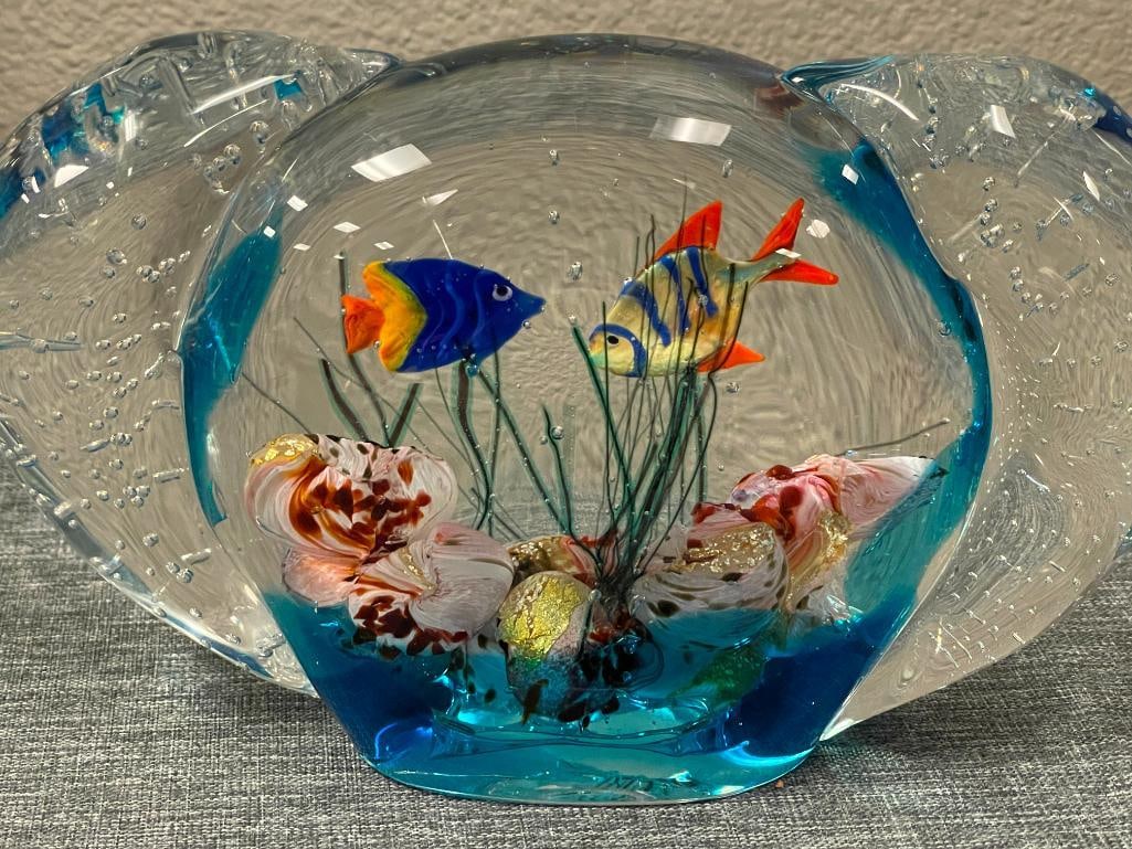 MURANO ART GLASS AQUARIUM FISH ART GLASS SCULPTURE SIGNED GLASS STUDIO MURANO - 2