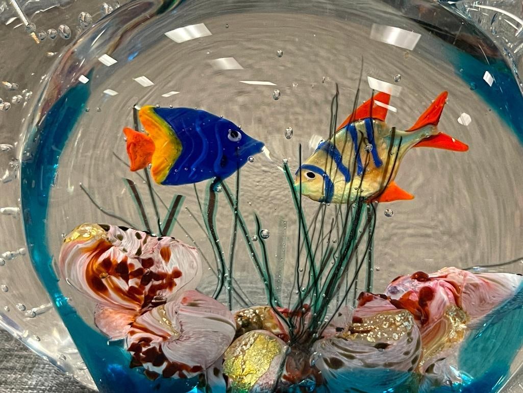 MURANO ART GLASS AQUARIUM FISH ART GLASS SCULPTURE SIGNED GLASS STUDIO MURANO - 3