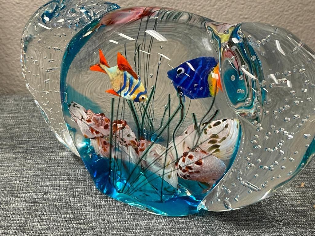 MURANO ART GLASS AQUARIUM FISH ART GLASS SCULPTURE SIGNED GLASS STUDIO MURANO - 5