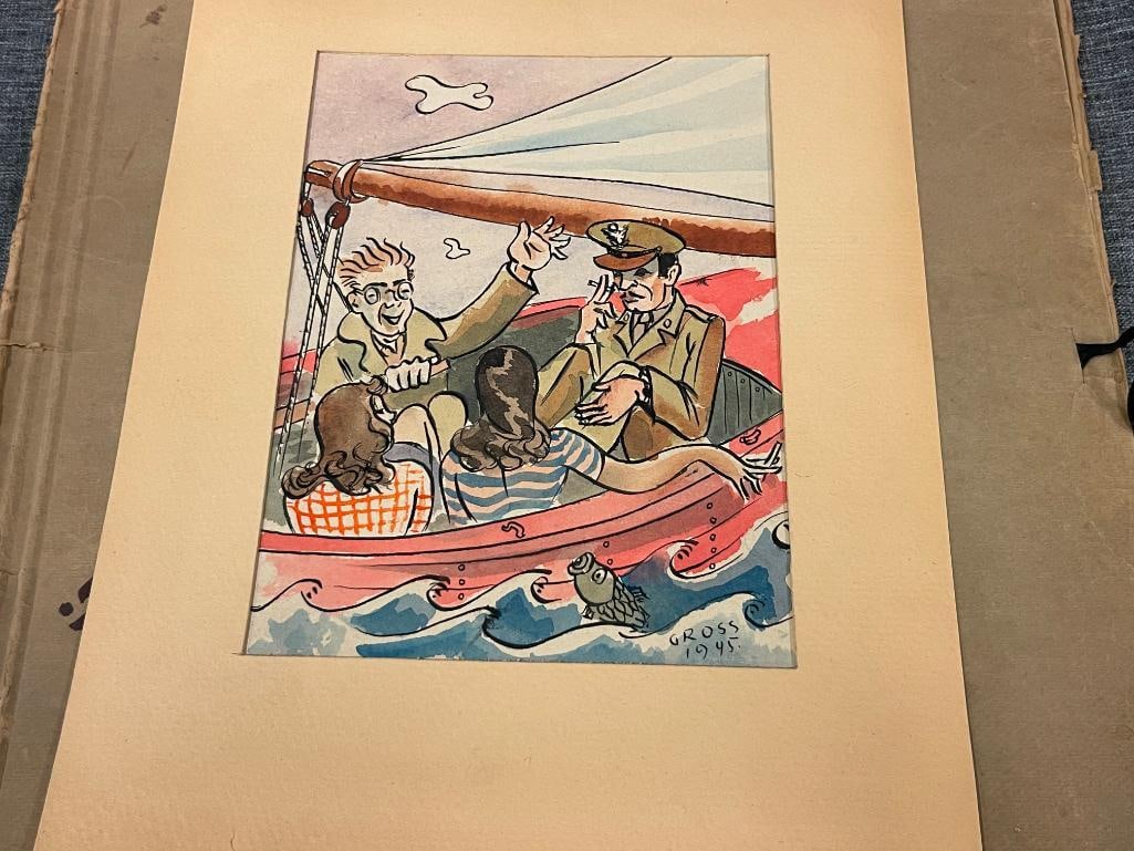 ANTHONY GROSS WWII PROMINENT BRITISH OFFICIAL WAR ARTIST ORIGINAL WATERCOLOR AND INK - 2