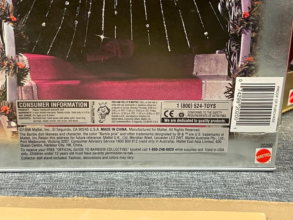 1994, 1996, 1997, 1998 BARBIE HOLIDAY DOLLS BY MATTEL NO. 15646, 20200, 12155, AND 17832 - 15