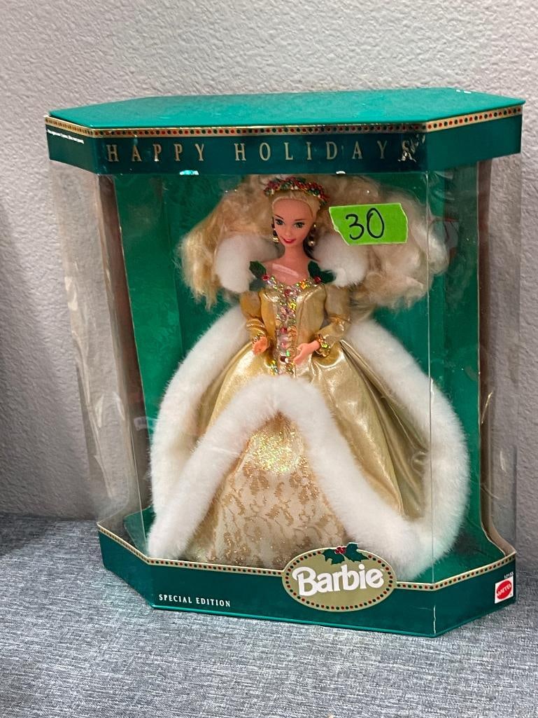 1994, 1996, 1997, 1998 BARBIE HOLIDAY DOLLS BY MATTEL NO. 15646, 20200, 12155, AND 17832 - 9