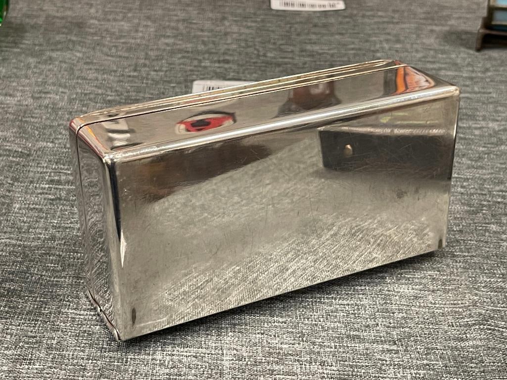 LATE 1800'S GORHAM SILVER CO. SILVER PLATE DOUBLE HINGED CIGARETTE CASE - 6