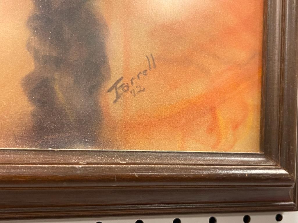 FARRELL ORIGINAL PAINTING PASTEL ON PAPER NATIVE AMERICAN PORTRAIT DATED 1972 - 4