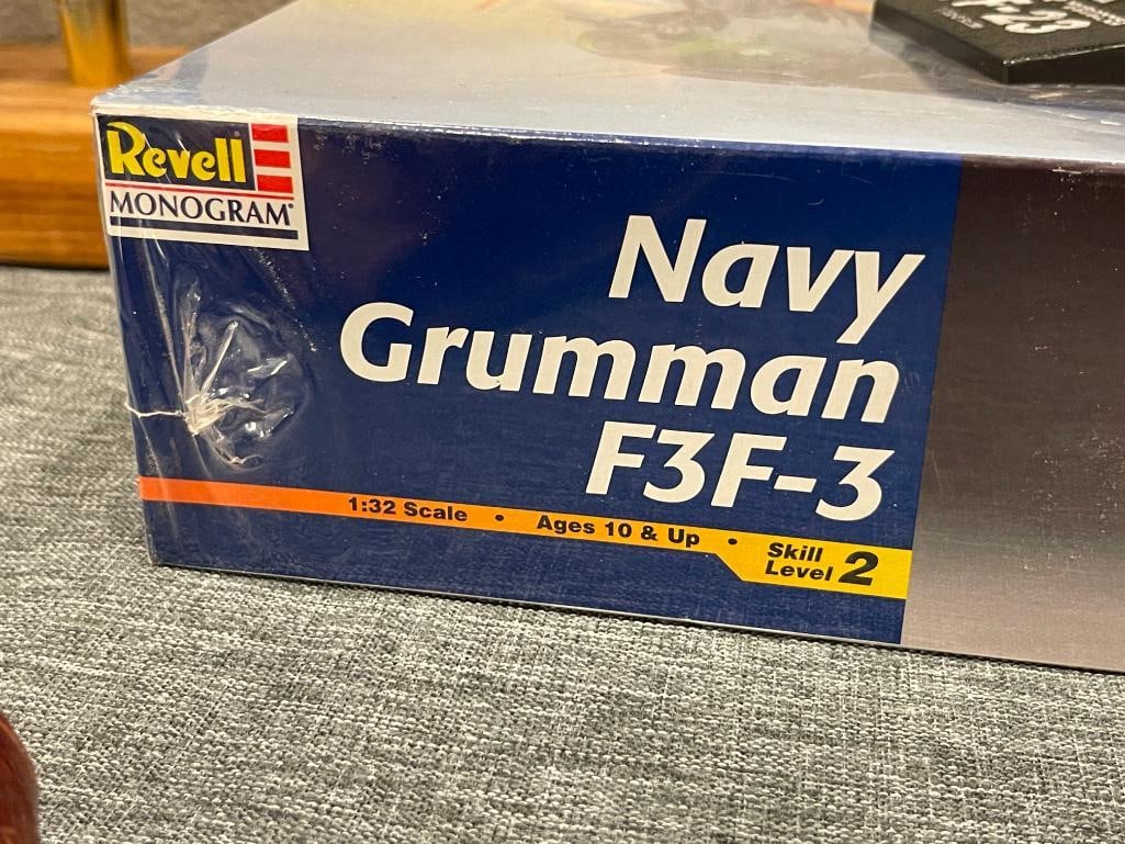 REVELL MONOGRAM NAVY GRUMMAN F3F-3 1/32 PLASTIC SCALE MODEL AND 1/72 YF-23 MODEL WITH STAND - 8