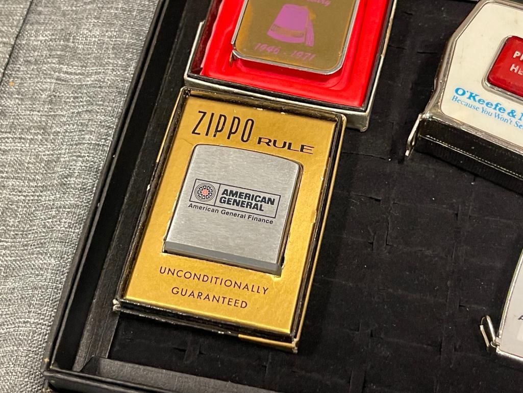 TEN VINTAGE ADVERTISEMENT POCKET TAPE MEASURES AND ZIPPO GREENSKEEPER - 2