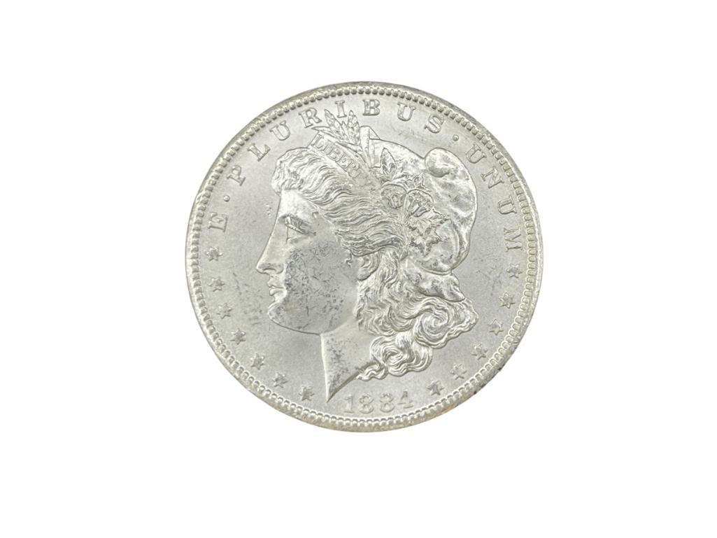 1884-CC U.S. MORGAN SILVER DOLLAR BU: 90% SILVER 