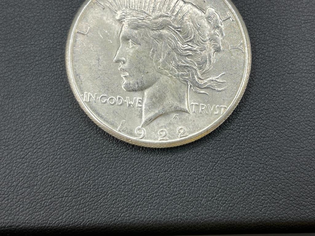 1922-S U.S. PEACE SILVER DOLLAR AU - 3