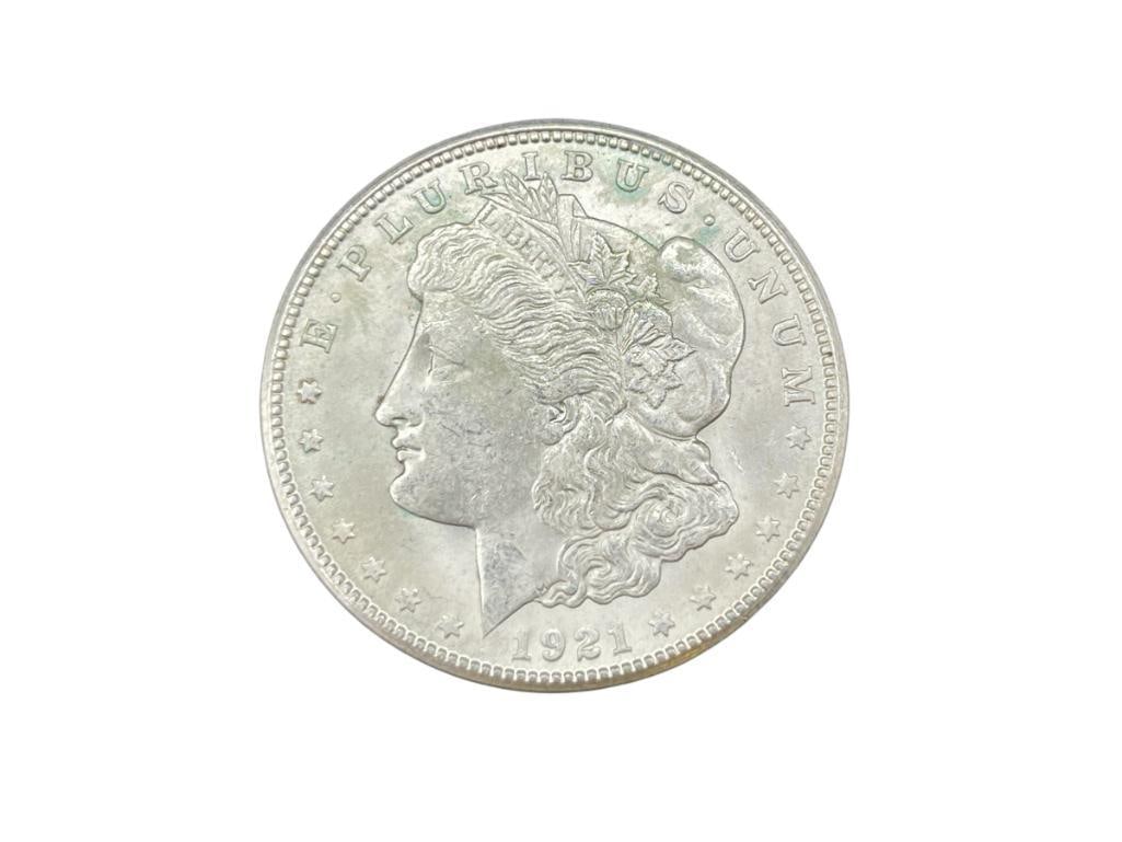 1921-S U.S. MORGAN SILVER DOLLAR BU: 90% SILVER 