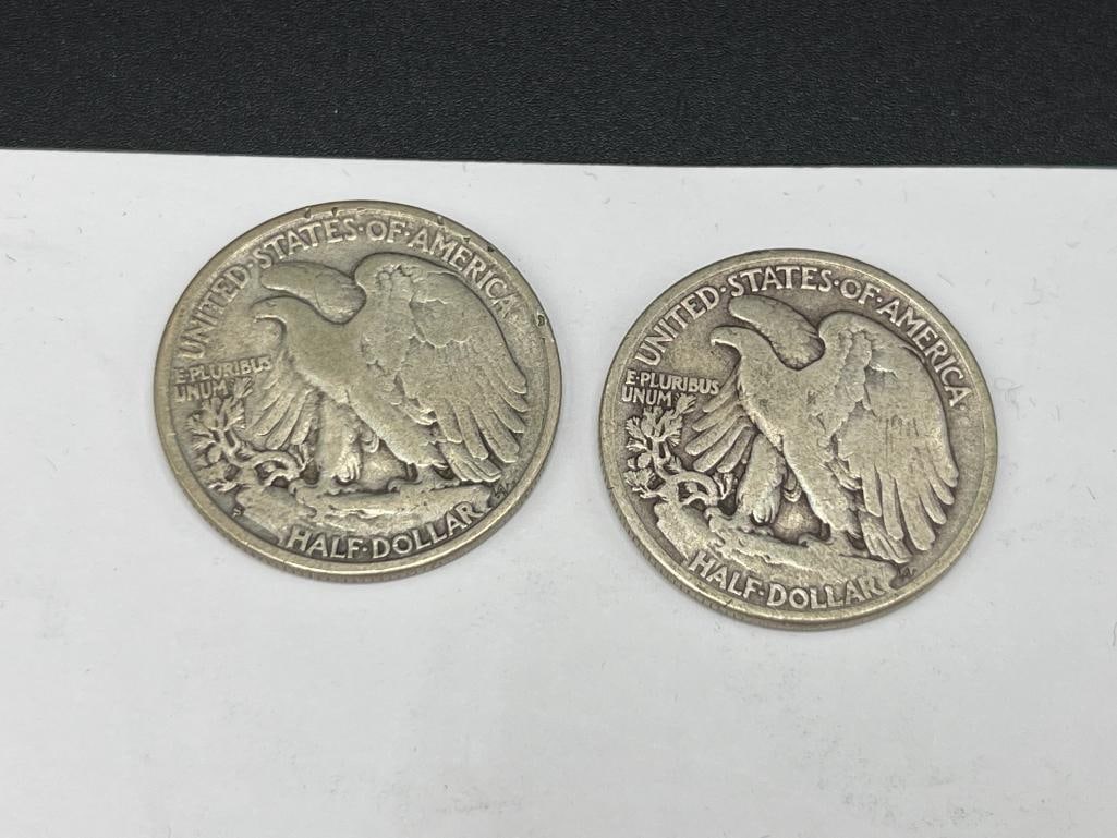 FIVE U.S. WALKING LIBERTY SILVER HALF DOLLARS FEATURING VARIOUS DATES AND MINT MARKS - 3