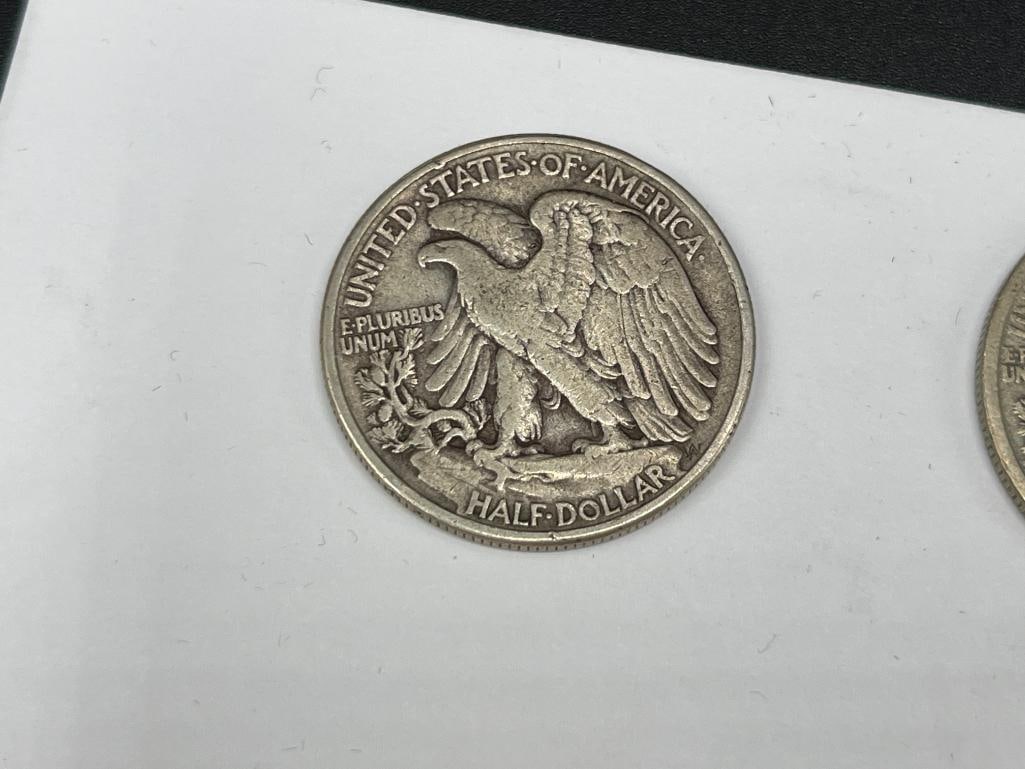 FIVE U.S. WALKING LIBERTY SILVER HALF DOLLARS FEATURING VARIOUS DATES AND MINT MARKS - 7