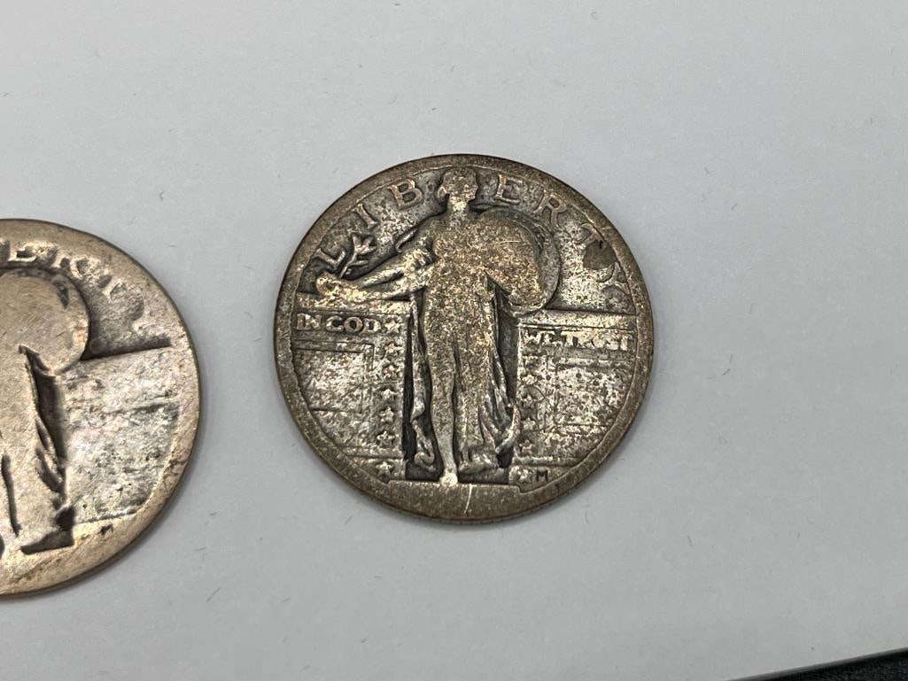 TWO U.S. STANDING LIBERTY SILVER QUARTERS - 2