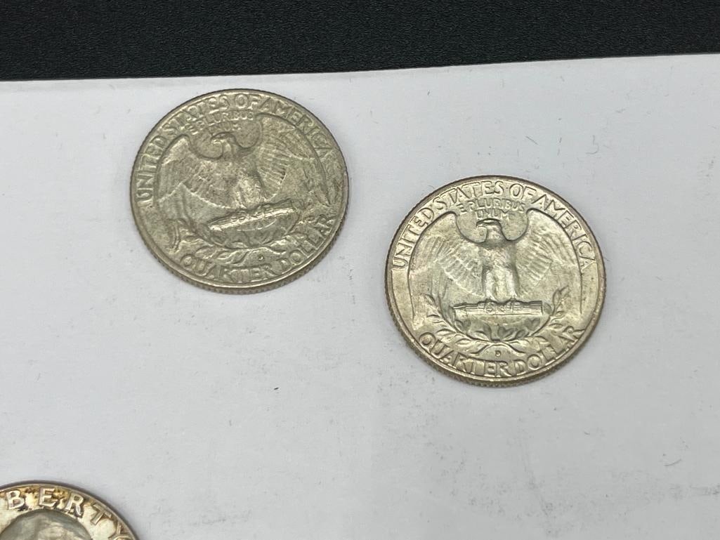 SIX 90% SILVER U.S. COINS INCLUDING FOUR WASHINGTON QUARTERS AND TWO MERCURY DIMES - 3